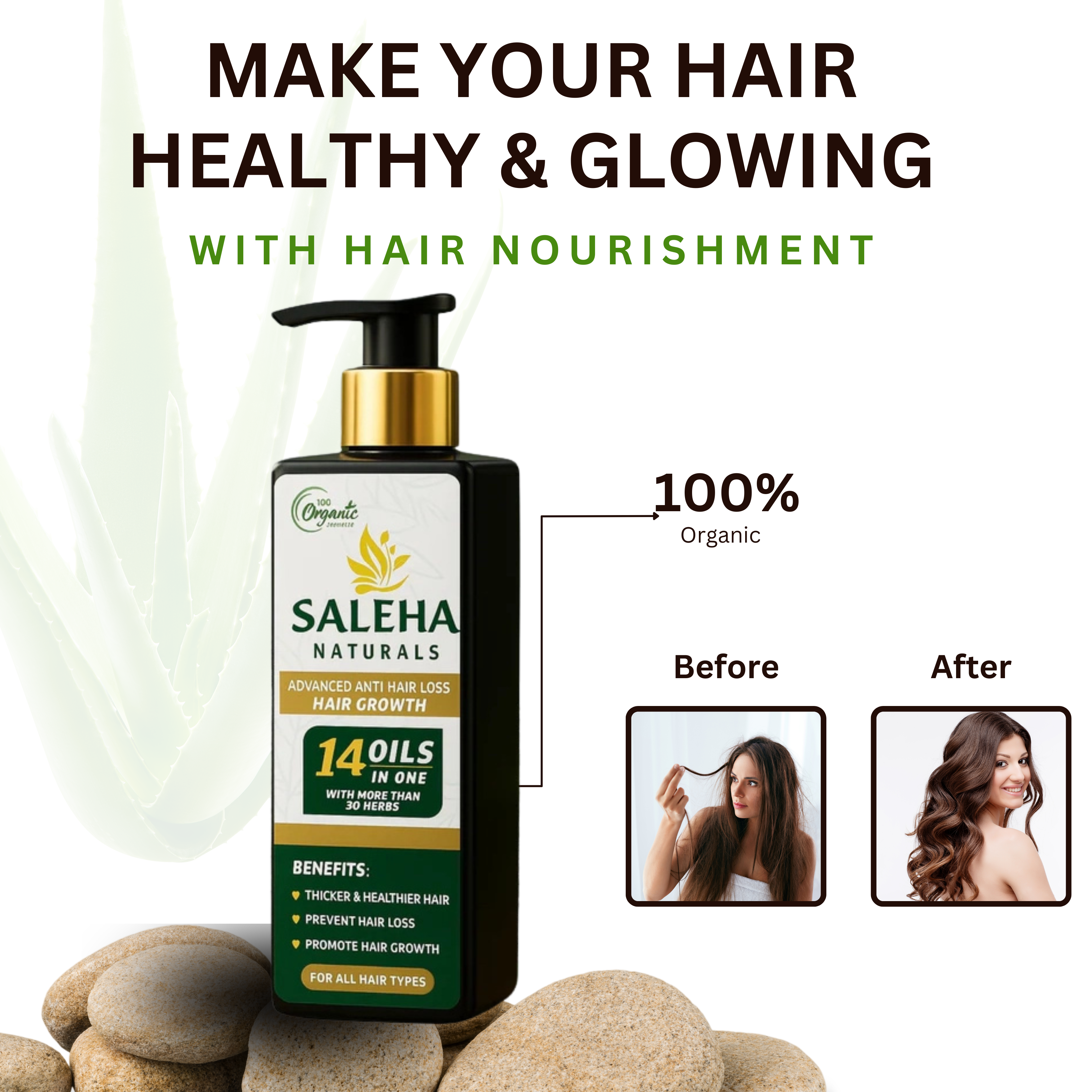Hair Growth Oil | 100 % Organic Hair Growth Solution – Thicker, Stronger , Anti Hair Loss & Healthier Hair